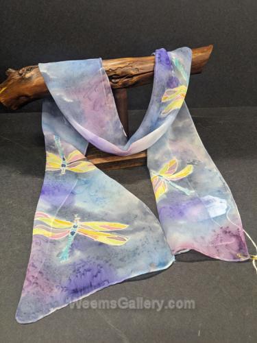 chiffon scarf, dragonfly gray salted black by Claudia Fluegge
